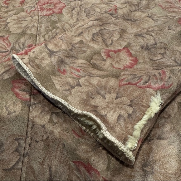 Coldwater Creek Faux Suede and Fur Floral Print Jacket Coat - Picture 2 of 11